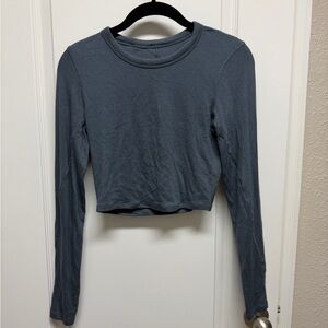 Lululemon Oil Grey Long Sleeve Crop Top